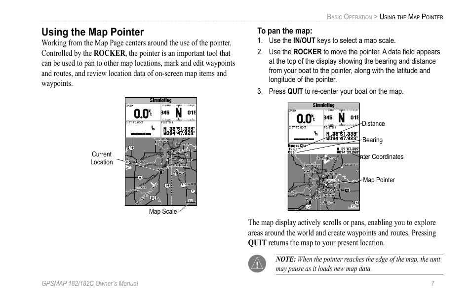 Using the map pointer | Garmin GPSMAP 182C User Manual | Page 13 / 126