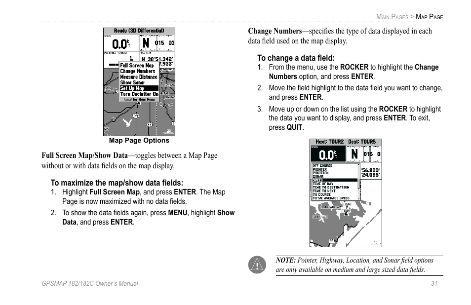 Garmin GPSMAP 182C User Manual | Page 37 / 126