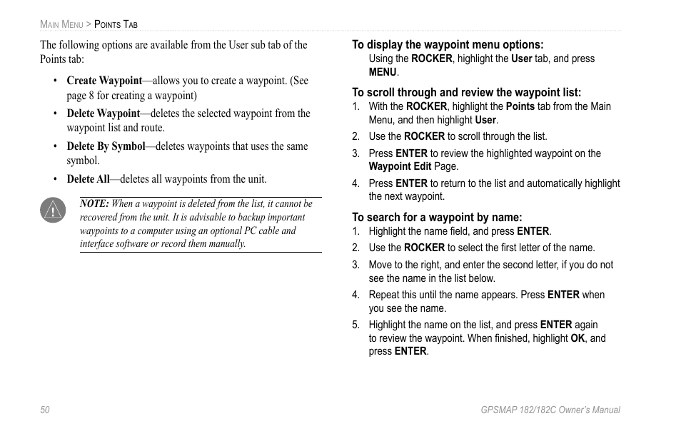 Garmin GPSMAP 182C User Manual | Page 56 / 126