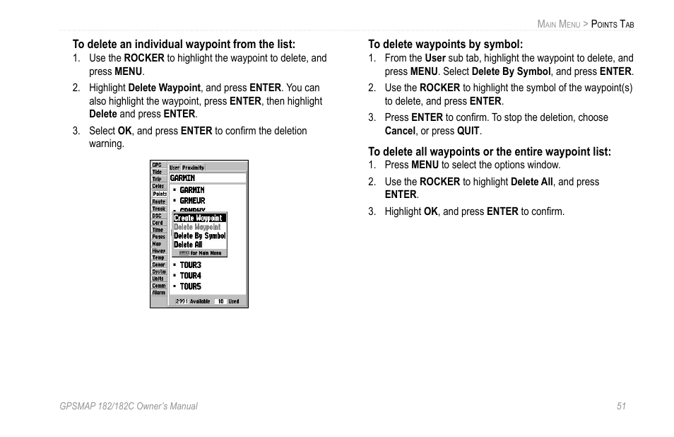 Garmin GPSMAP 182C User Manual | Page 57 / 126