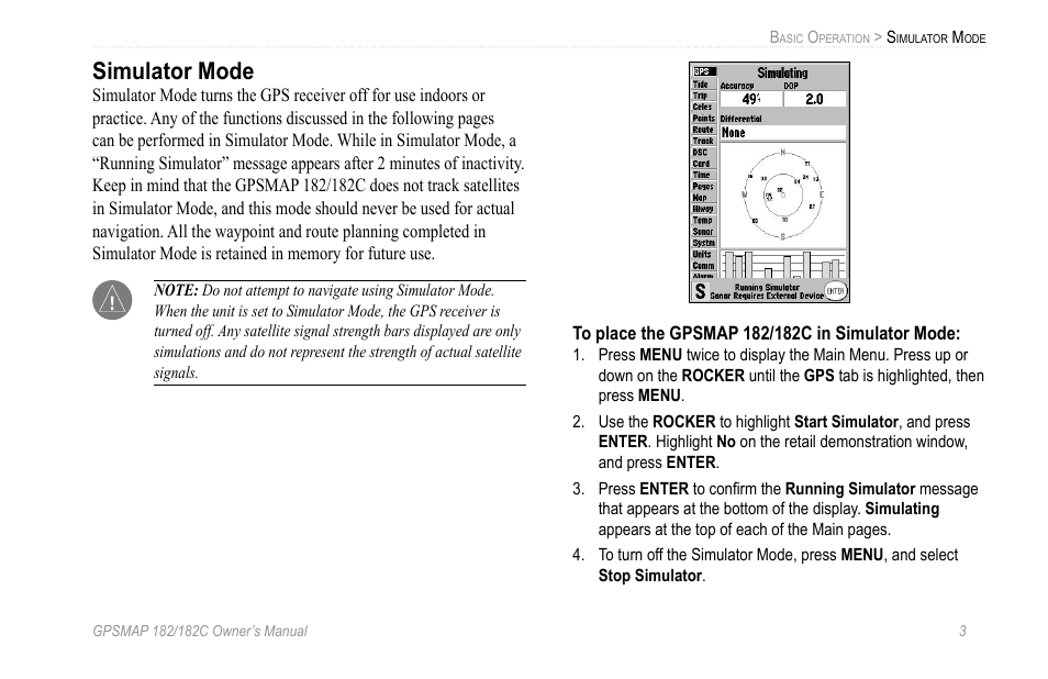 Simulator mode | Garmin GPSMAP 182C User Manual | Page 9 / 126