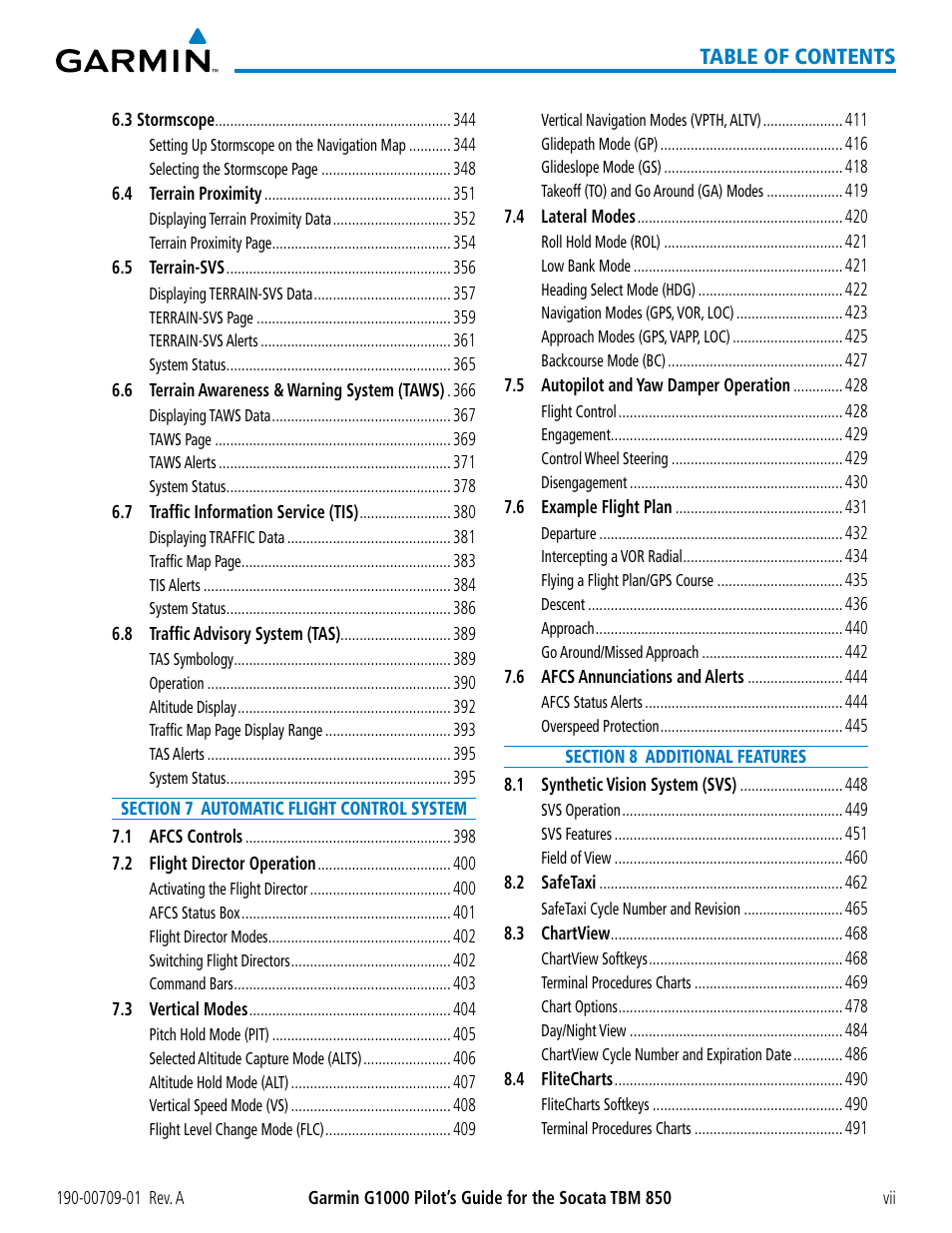 Garmin G1000 Socata TBM 850 User Manual | Page 11 / 588