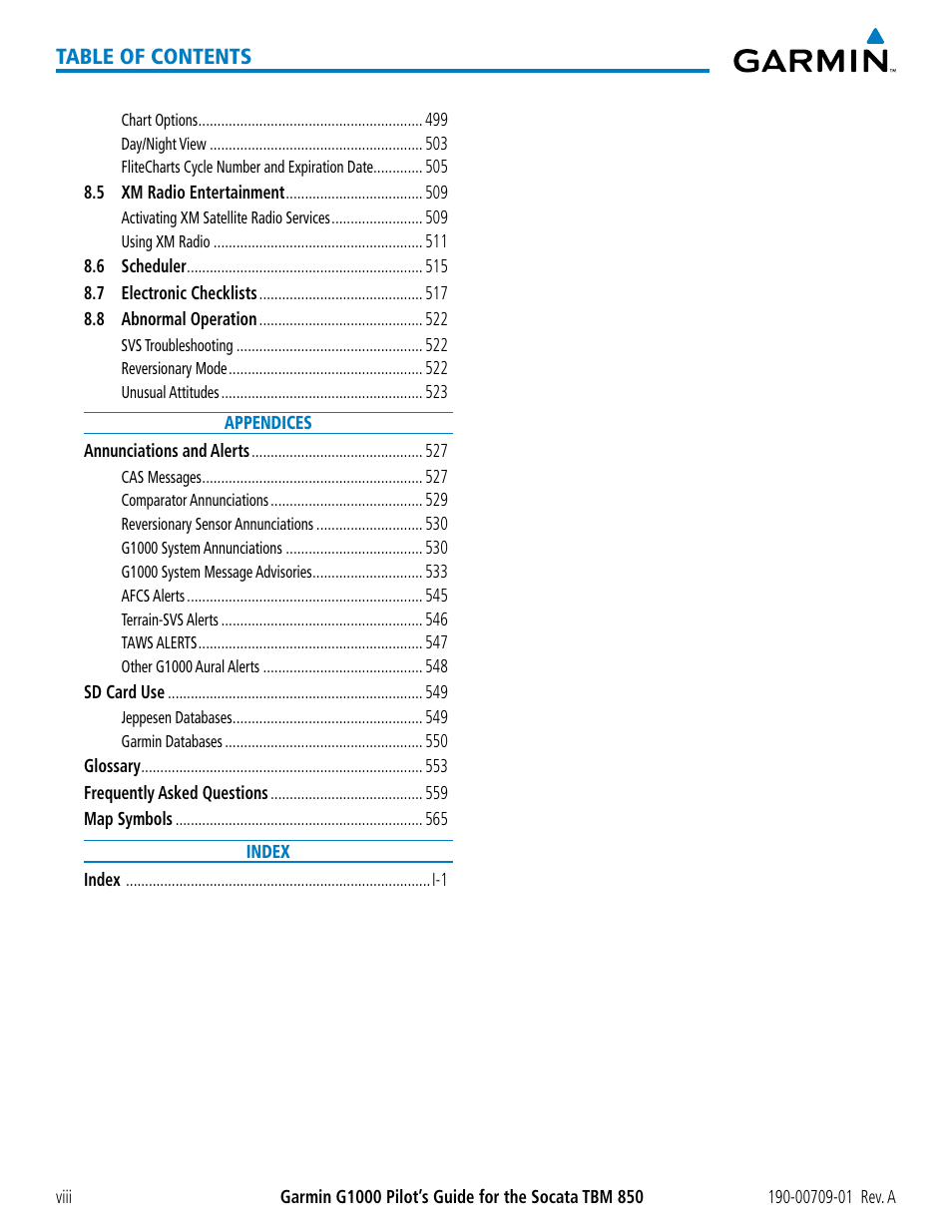 Garmin G1000 Socata TBM 850 User Manual | Page 12 / 588