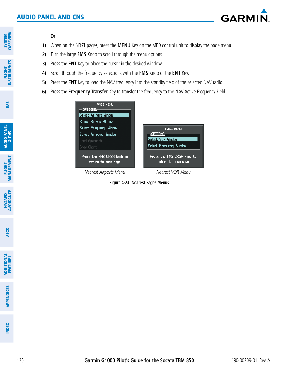 Audio panel and cns | Garmin G1000 Socata TBM 850 User Manual | Page 132 / 588