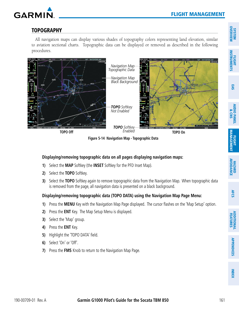 Topography, Flight management | Garmin G1000 Socata TBM 850 User Manual | Page 173 / 588