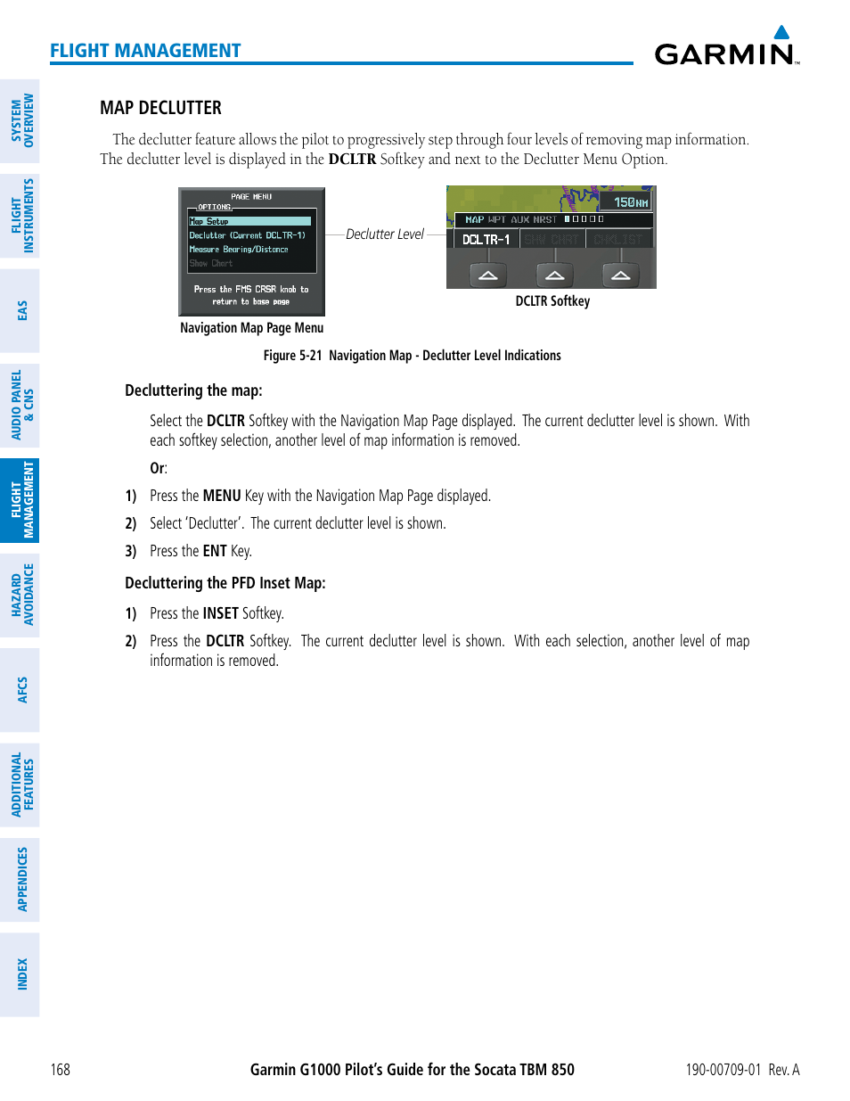 Flight management, Map declutter | Garmin G1000 Socata TBM 850 User Manual | Page 180 / 588