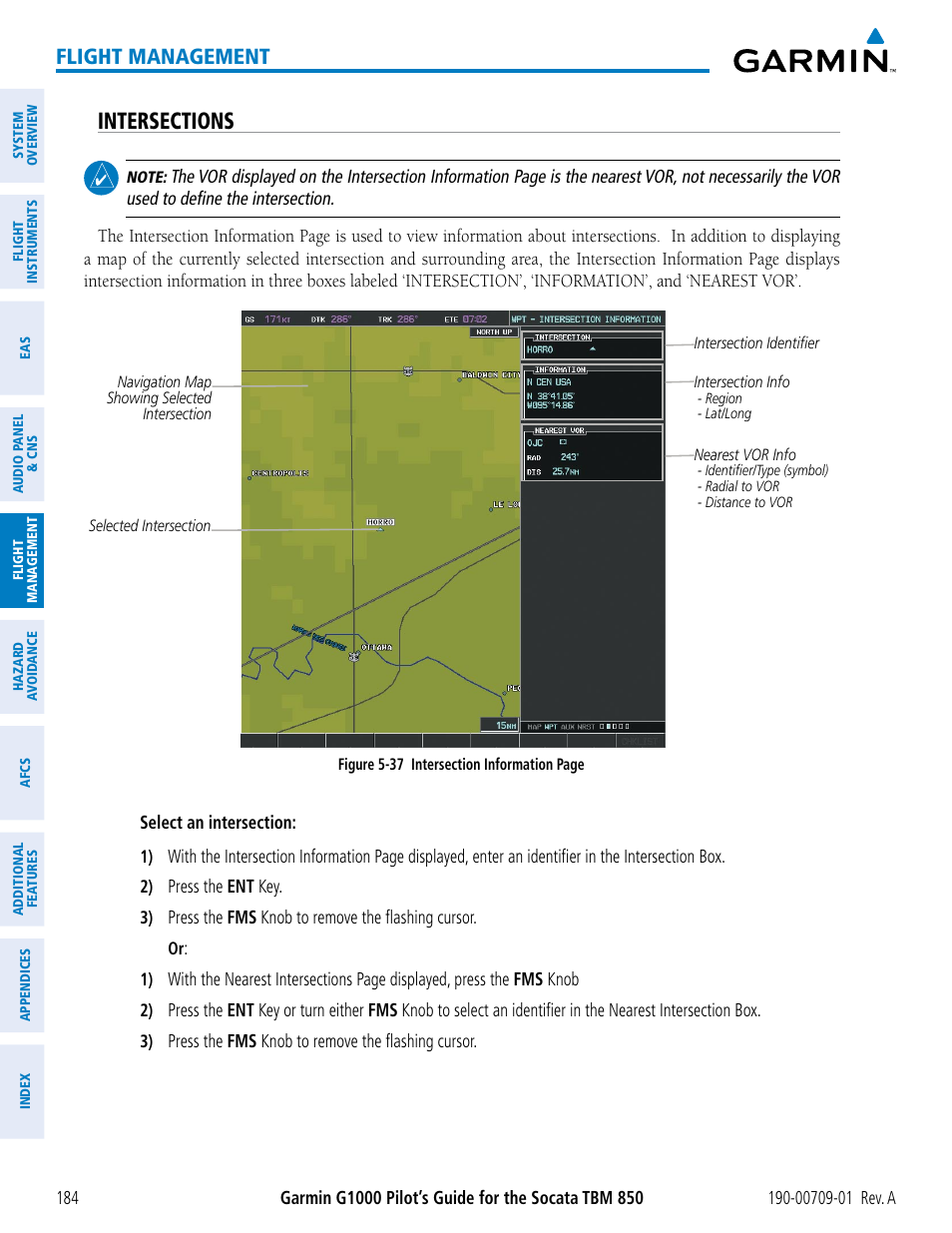 Intersections, Flight management | Garmin G1000 Socata TBM 850 User Manual | Page 196 / 588