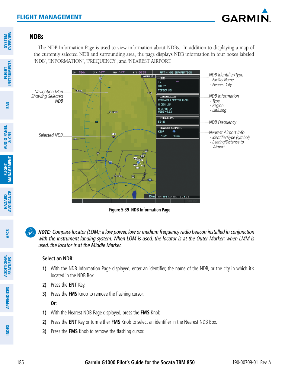 Ndbs, Flight management | Garmin G1000 Socata TBM 850 User Manual | Page 198 / 588