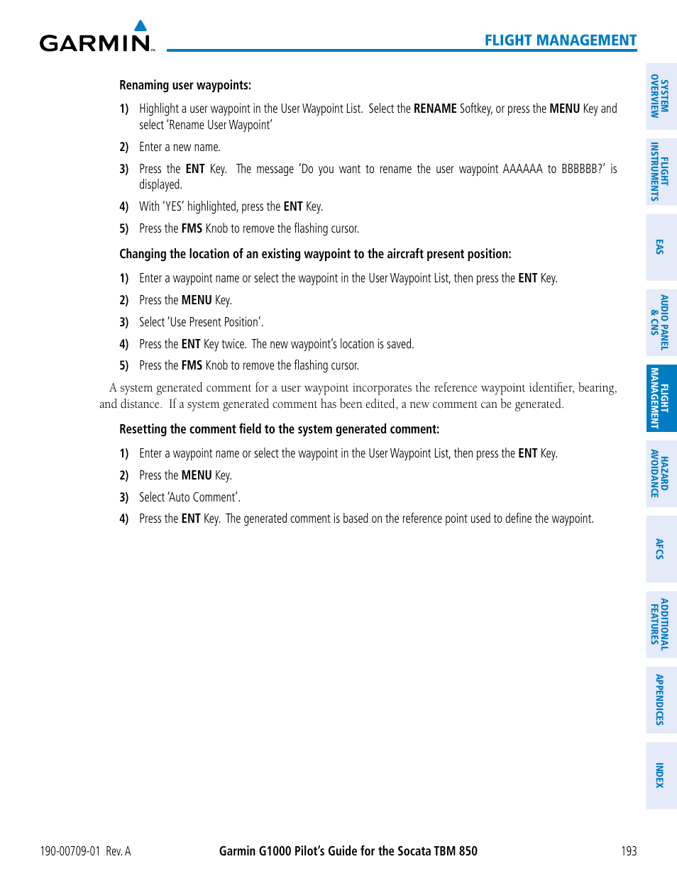 Flight management | Garmin G1000 Socata TBM 850 User Manual | Page 205 / 588