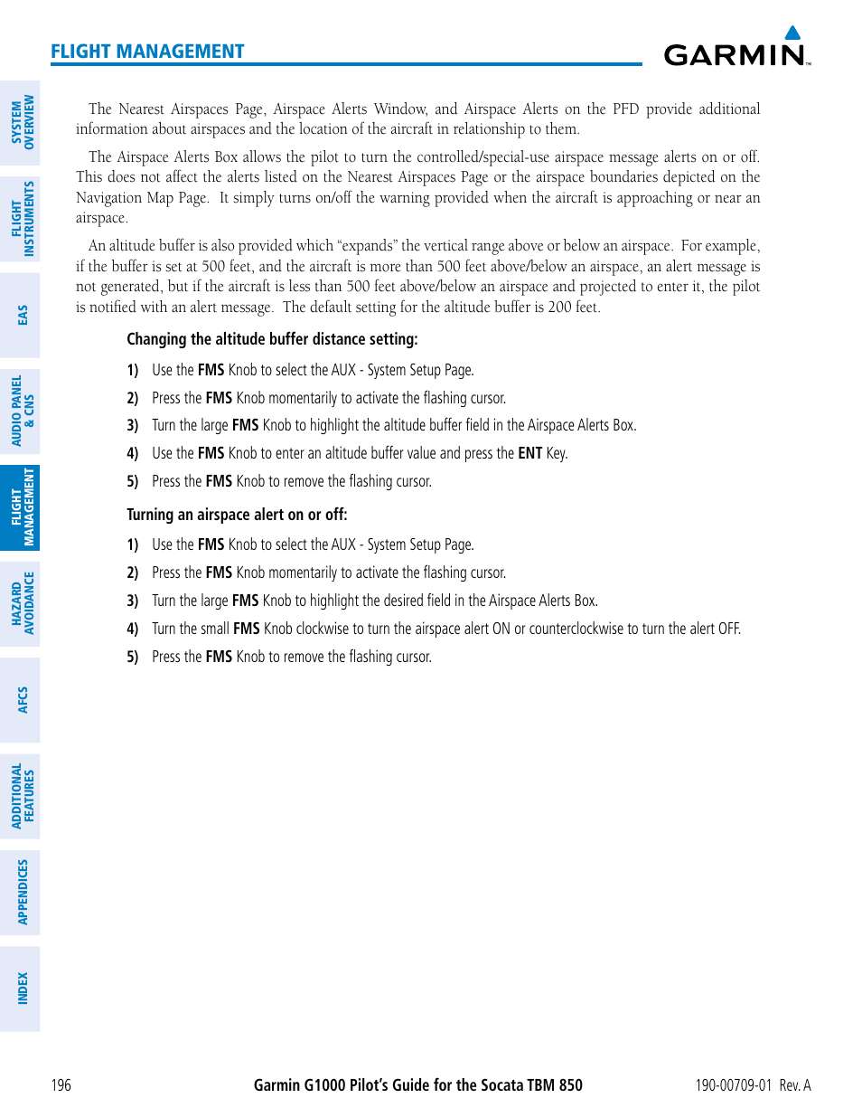 Flight management | Garmin G1000 Socata TBM 850 User Manual | Page 208 / 588