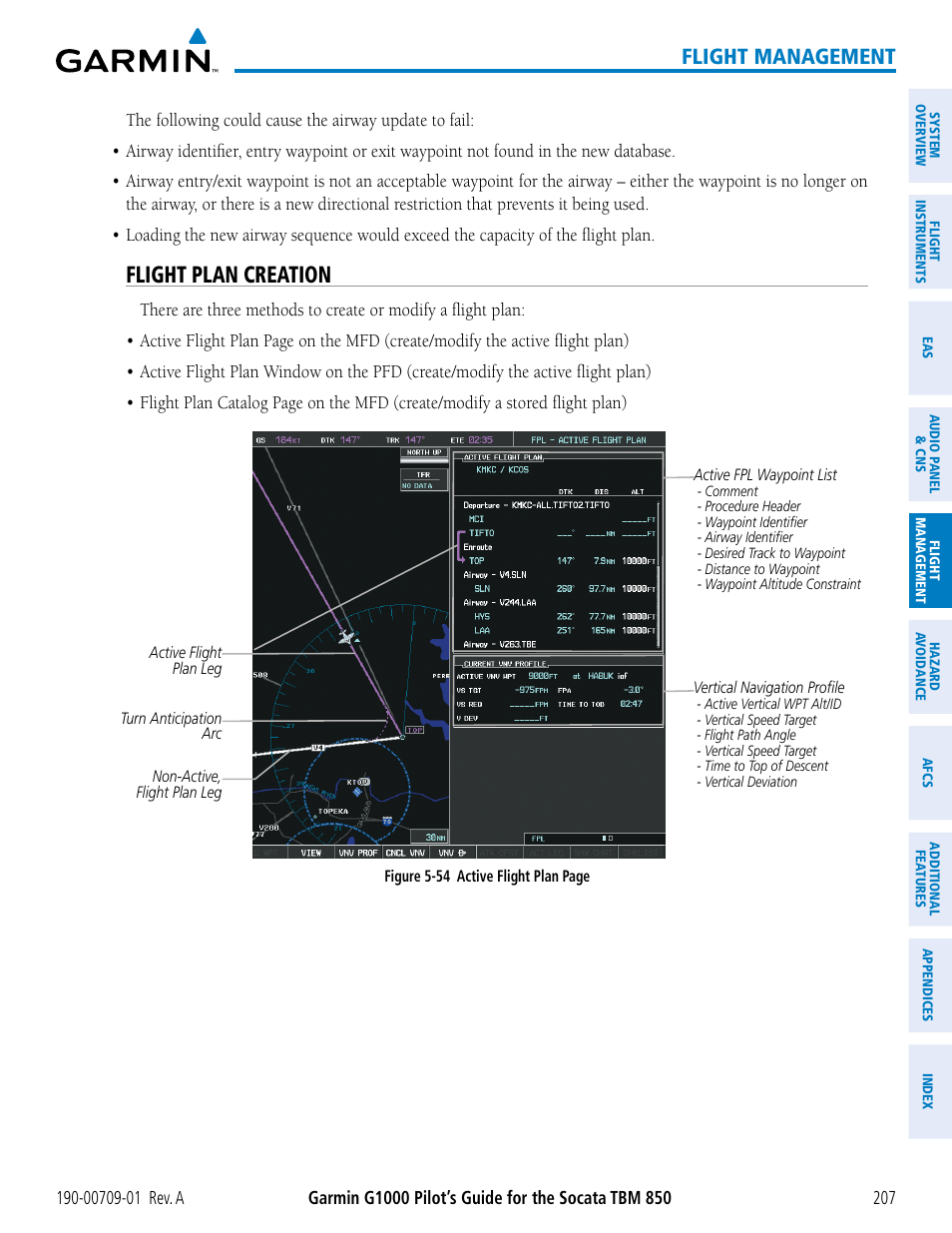 Flight plan creation, Flight management | Garmin G1000 Socata TBM 850 User Manual | Page 219 / 588