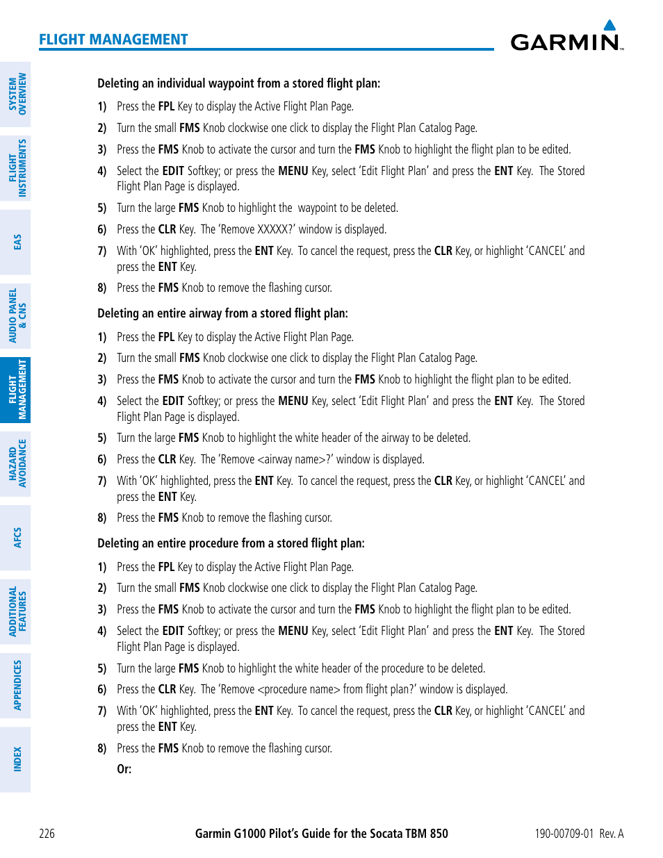 Flight management | Garmin G1000 Socata TBM 850 User Manual | Page 238 / 588