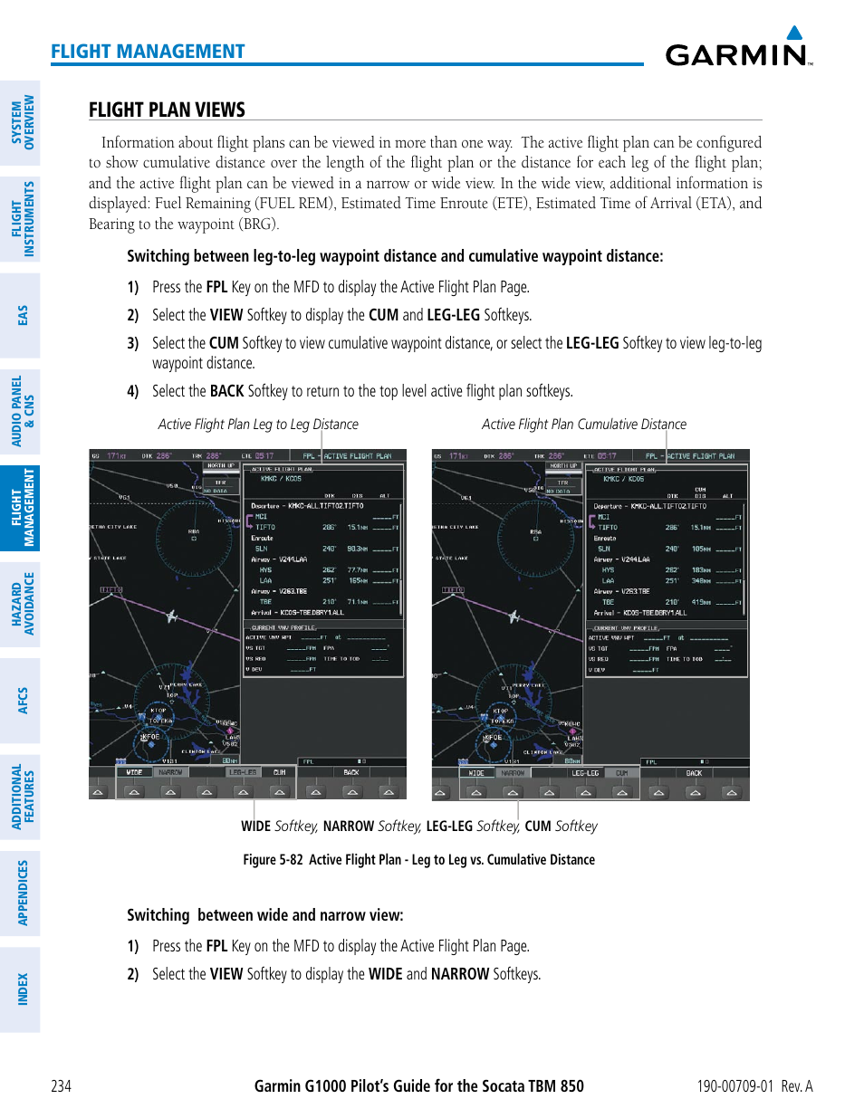 Flight plan views, Flight management | Garmin G1000 Socata TBM 850 User Manual | Page 246 / 588