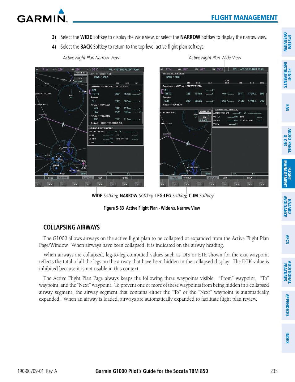 Flight management, Collapsing airways | Garmin G1000 Socata TBM 850 User Manual | Page 247 / 588