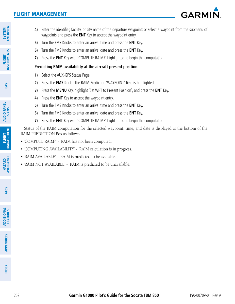 Flight management | Garmin G1000 Socata TBM 850 User Manual | Page 274 / 588