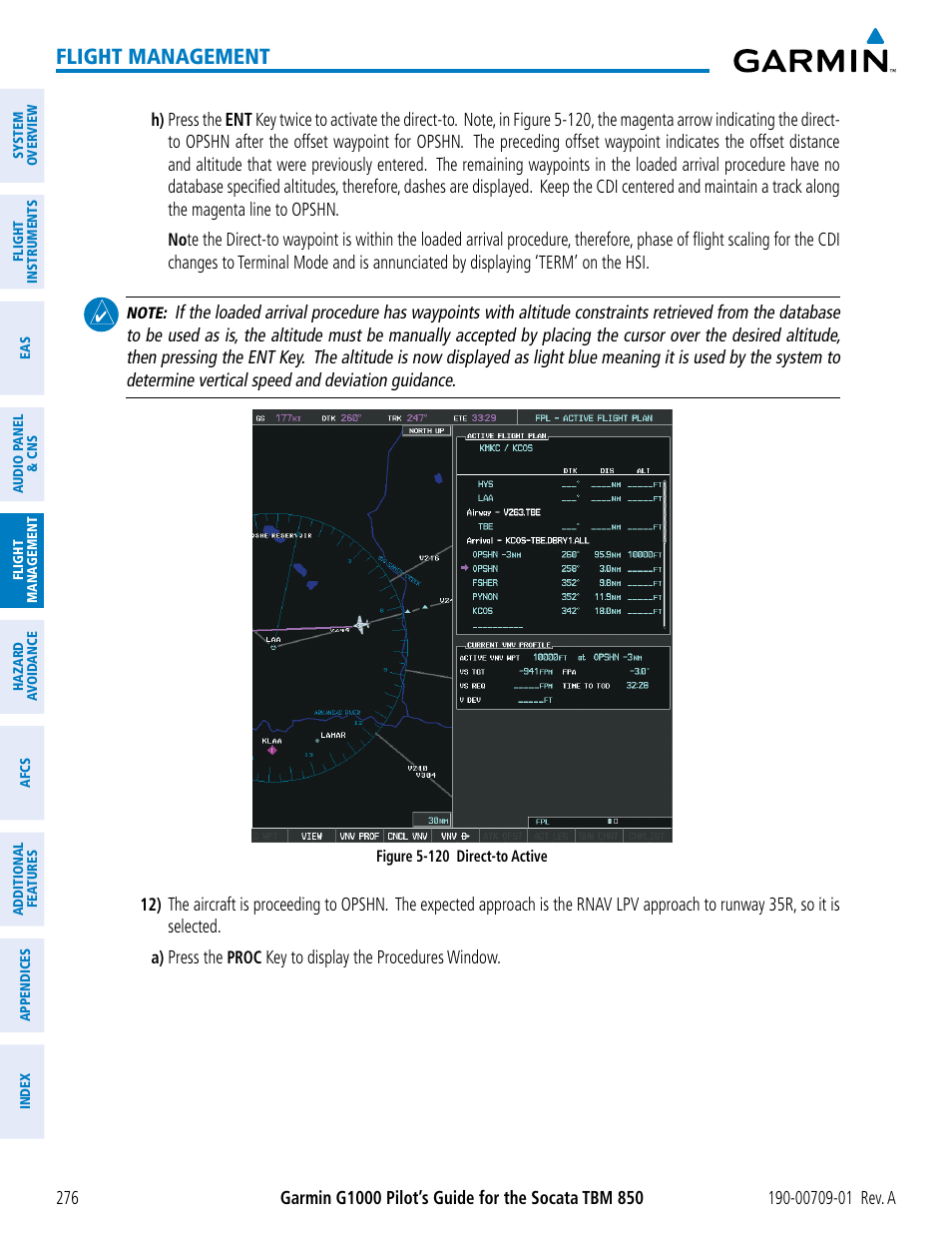 Flight management | Garmin G1000 Socata TBM 850 User Manual | Page 288 / 588