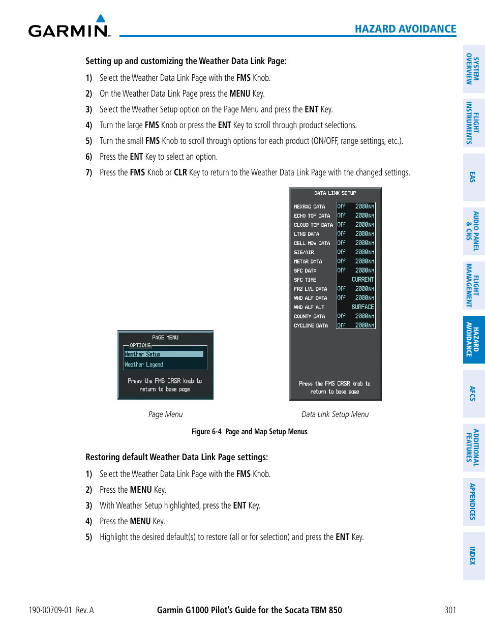 Hazard avoidance | Garmin G1000 Socata TBM 850 User Manual | Page 313 / 588