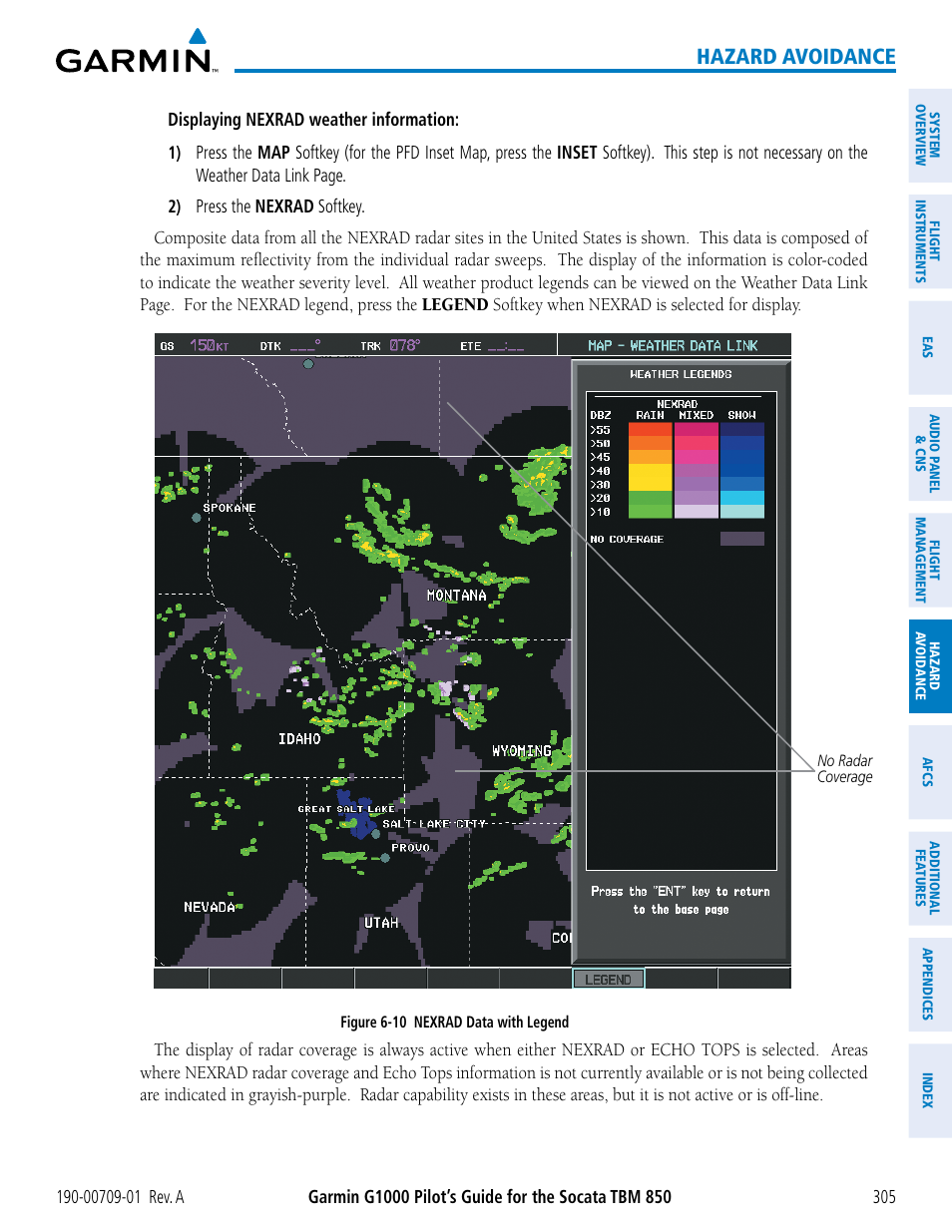 Hazard avoidance | Garmin G1000 Socata TBM 850 User Manual | Page 317 / 588