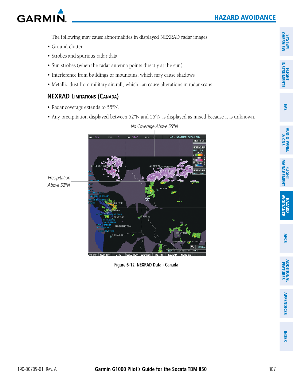 Hazard avoidance, Nexrad l | Garmin G1000 Socata TBM 850 User Manual | Page 319 / 588