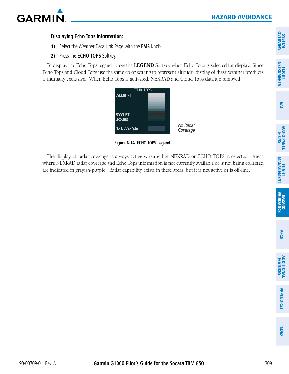 Hazard avoidance | Garmin G1000 Socata TBM 850 User Manual | Page 321 / 588