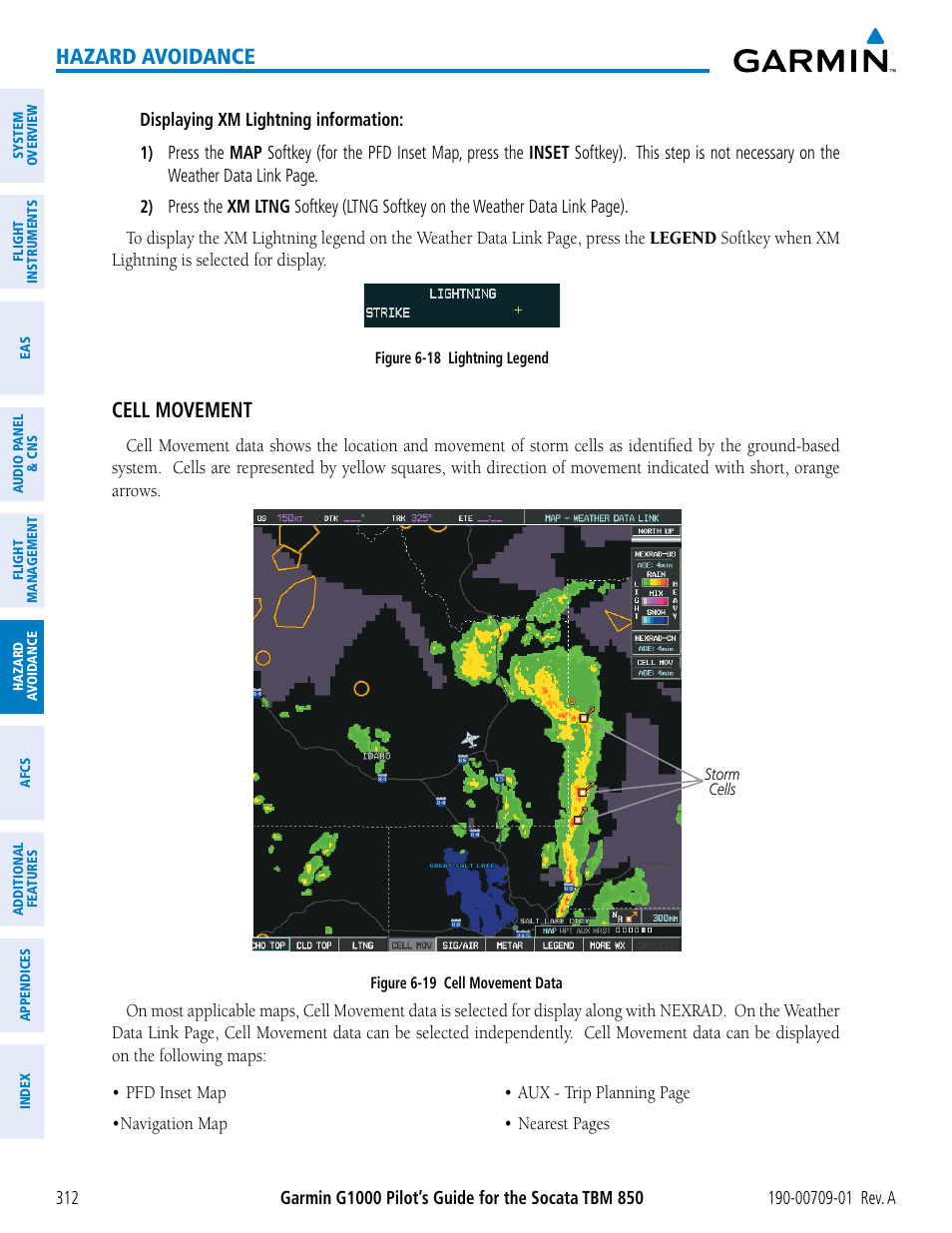 Hazard avoidance, Cell movement | Garmin G1000 Socata TBM 850 User Manual | Page 324 / 588