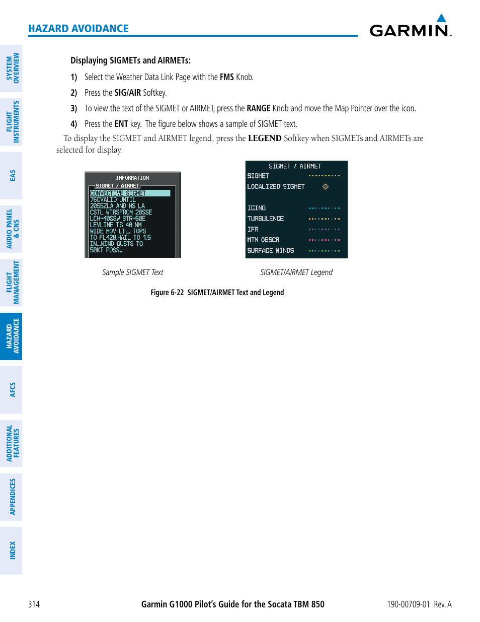 Hazard avoidance | Garmin G1000 Socata TBM 850 User Manual | Page 326 / 588