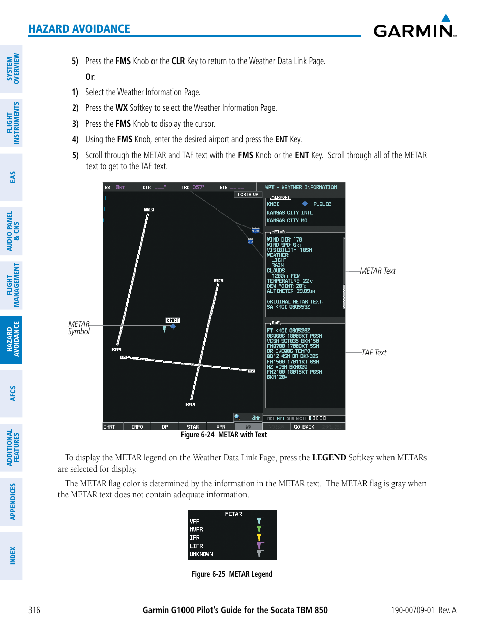 Hazard avoidance | Garmin G1000 Socata TBM 850 User Manual | Page 328 / 588