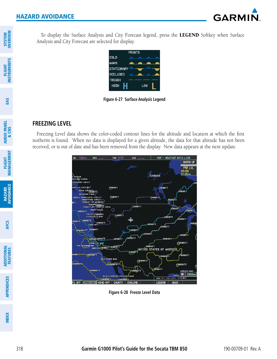 Hazard avoidance, Freezing level | Garmin G1000 Socata TBM 850 User Manual | Page 330 / 588