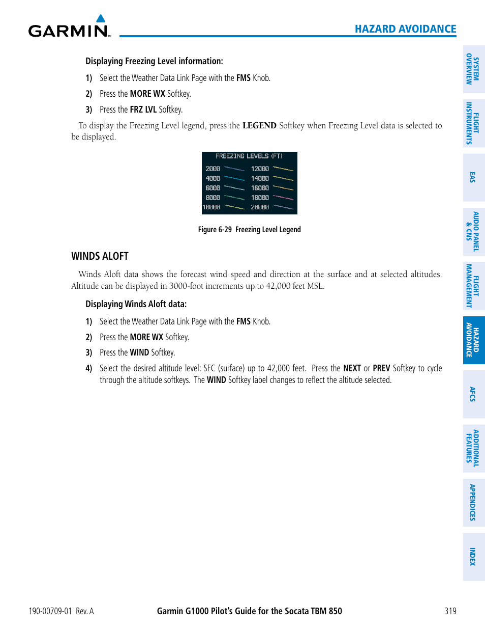 Hazard avoidance, Winds aloft | Garmin G1000 Socata TBM 850 User Manual | Page 331 / 588