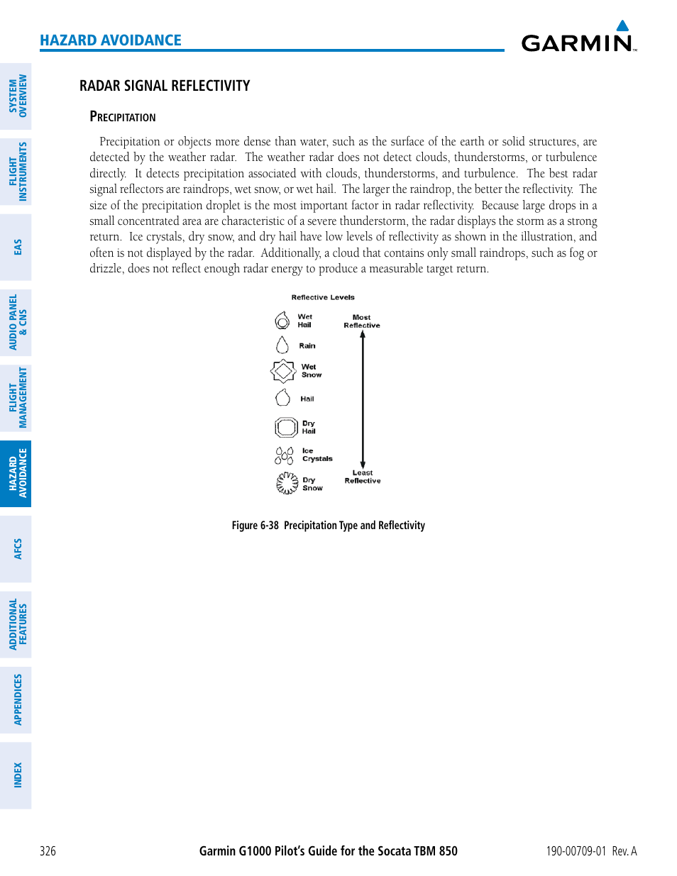 Hazard avoidance, Radar signal reflectivity p | Garmin G1000 Socata TBM 850 User Manual | Page 338 / 588