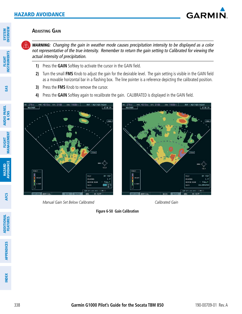 Hazard avoidance | Garmin G1000 Socata TBM 850 User Manual | Page 350 / 588