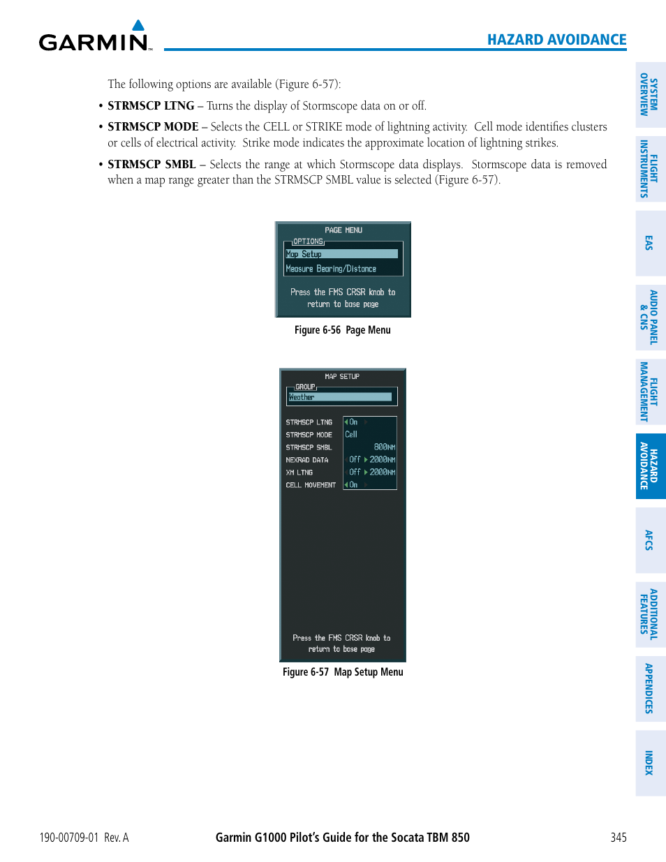 Hazard avoidance | Garmin G1000 Socata TBM 850 User Manual | Page 357 / 588