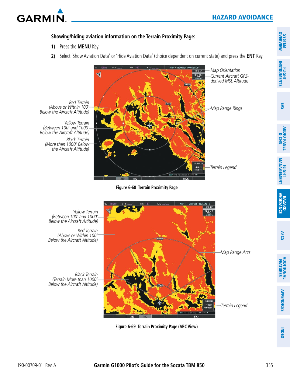 Hazard avoidance | Garmin G1000 Socata TBM 850 User Manual | Page 367 / 588