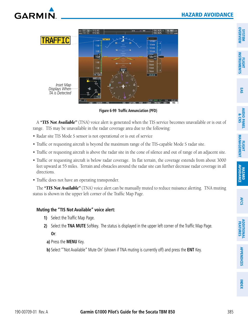 Hazard avoidance | Garmin G1000 Socata TBM 850 User Manual | Page 397 / 588