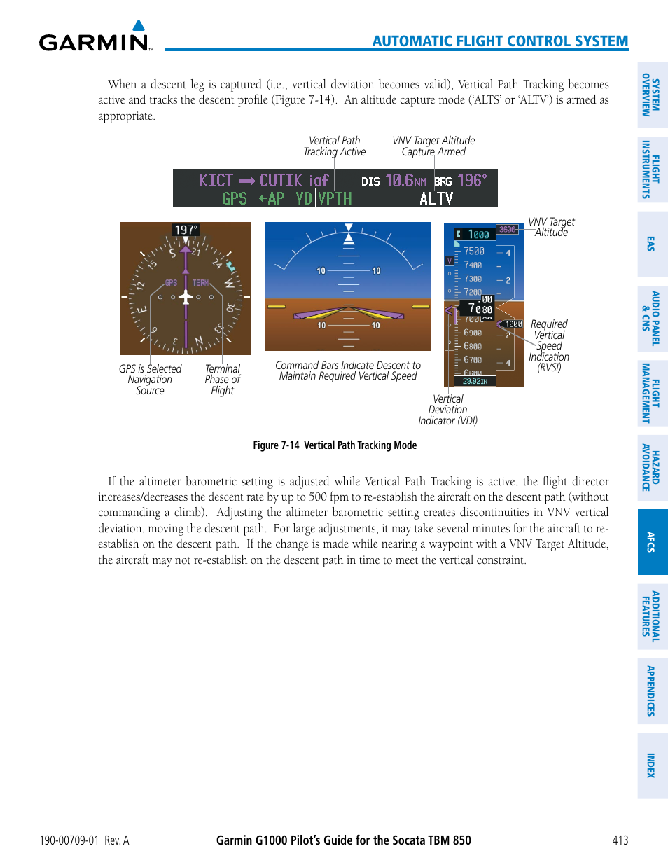 Automatic flight control system | Garmin G1000 Socata TBM 850 User Manual | Page 425 / 588