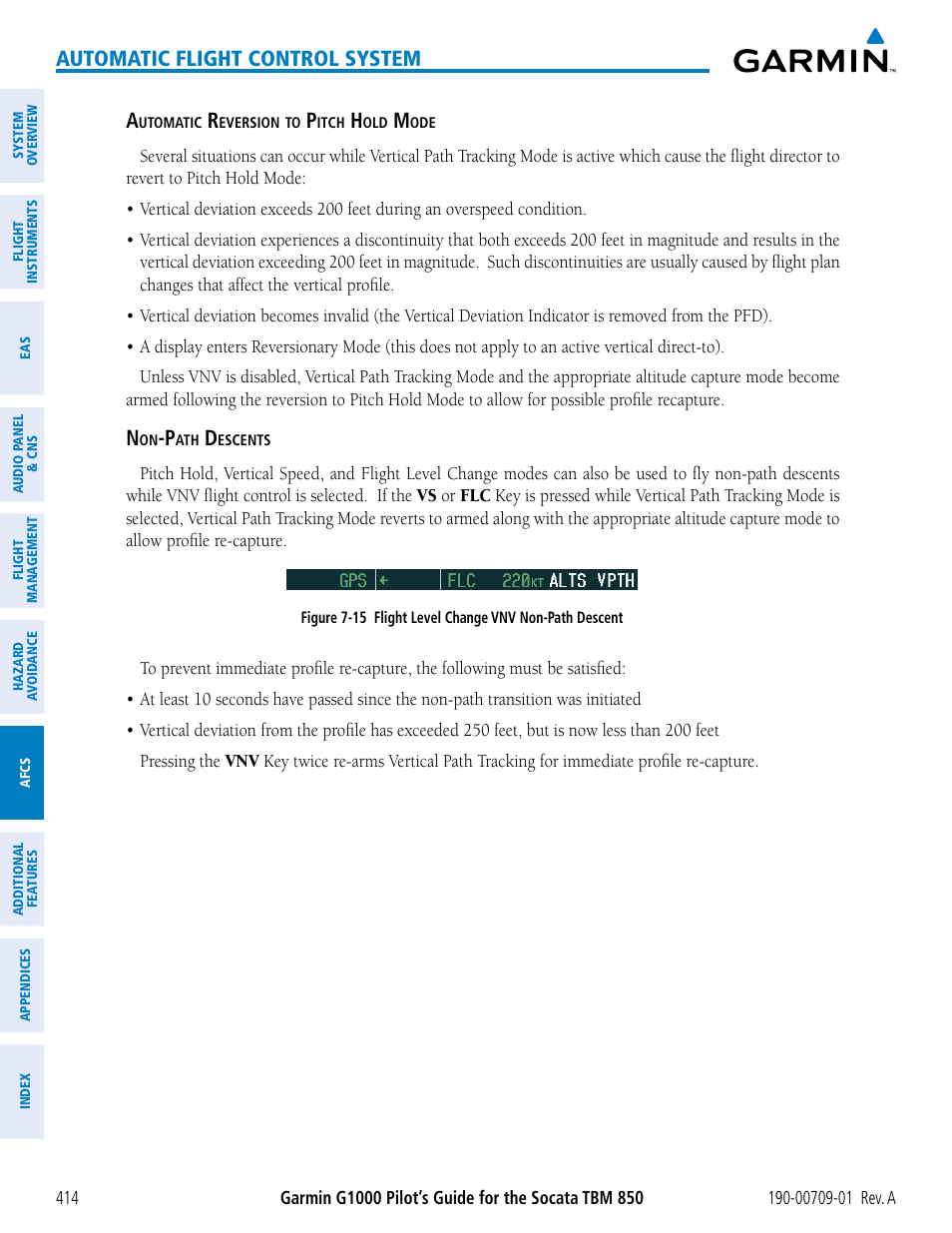 Automatic flight control system | Garmin G1000 Socata TBM 850 User Manual | Page 426 / 588