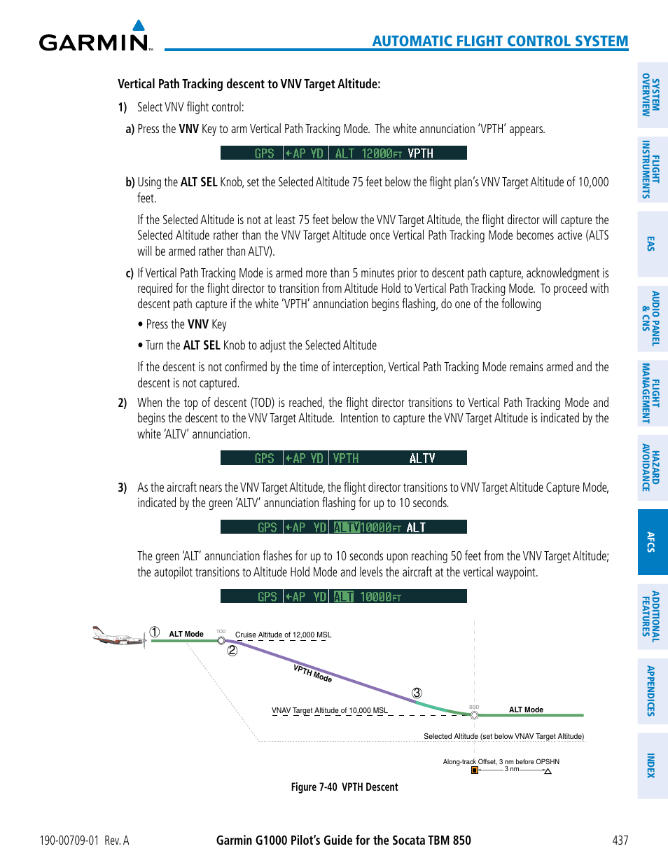 Automatic flight control system | Garmin G1000 Socata TBM 850 User Manual | Page 449 / 588