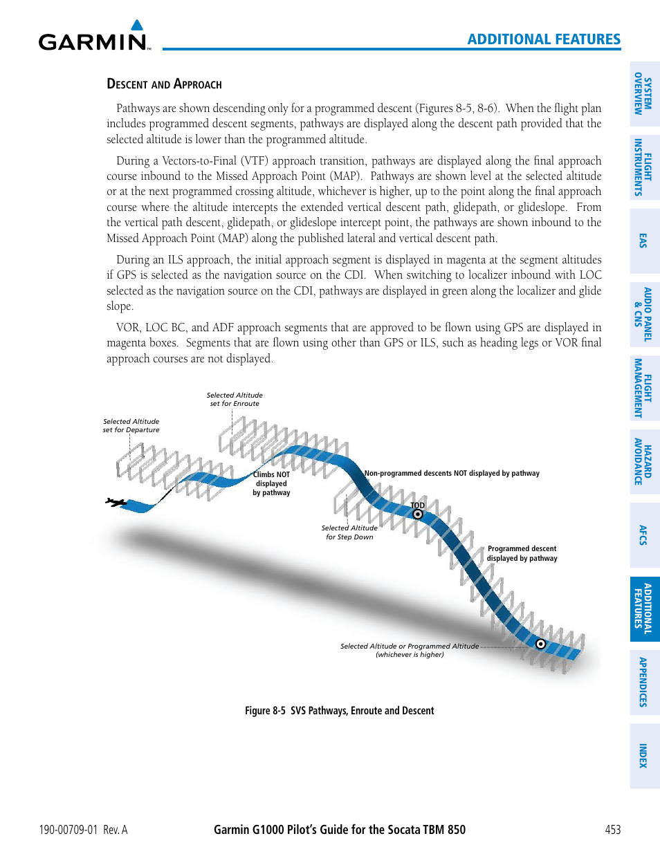 Additional features | Garmin G1000 Socata TBM 850 User Manual | Page 465 / 588