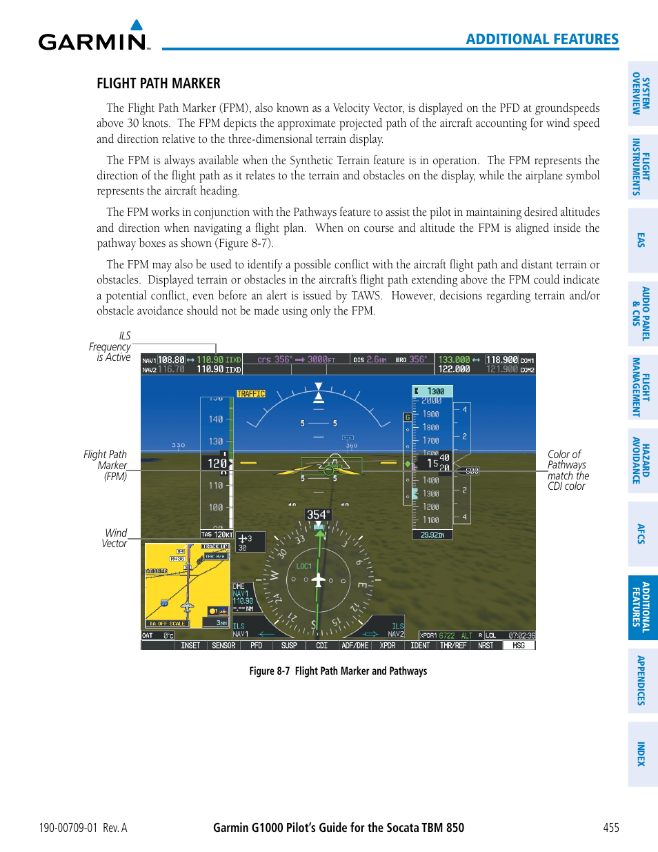 Additional features, Flight path marker | Garmin G1000 Socata TBM 850 User Manual | Page 467 / 588