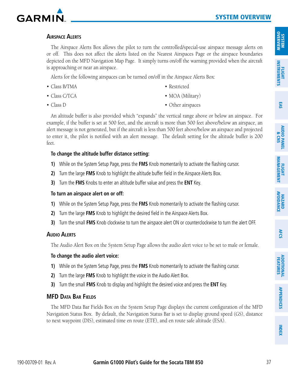 System overview, Mfd d | Garmin G1000 Socata TBM 850 User Manual | Page 49 / 588