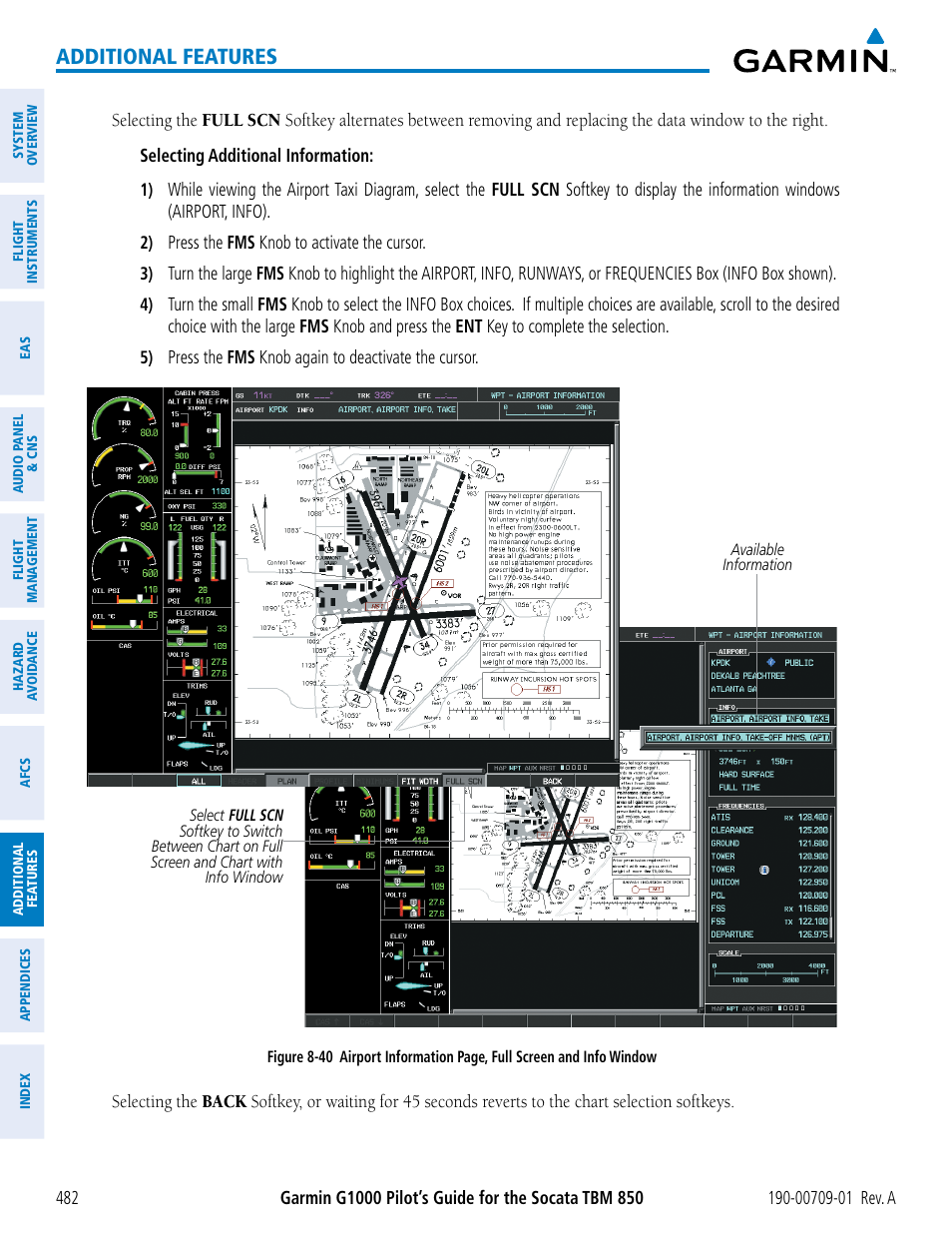 Additional features | Garmin G1000 Socata TBM 850 User Manual | Page 494 / 588