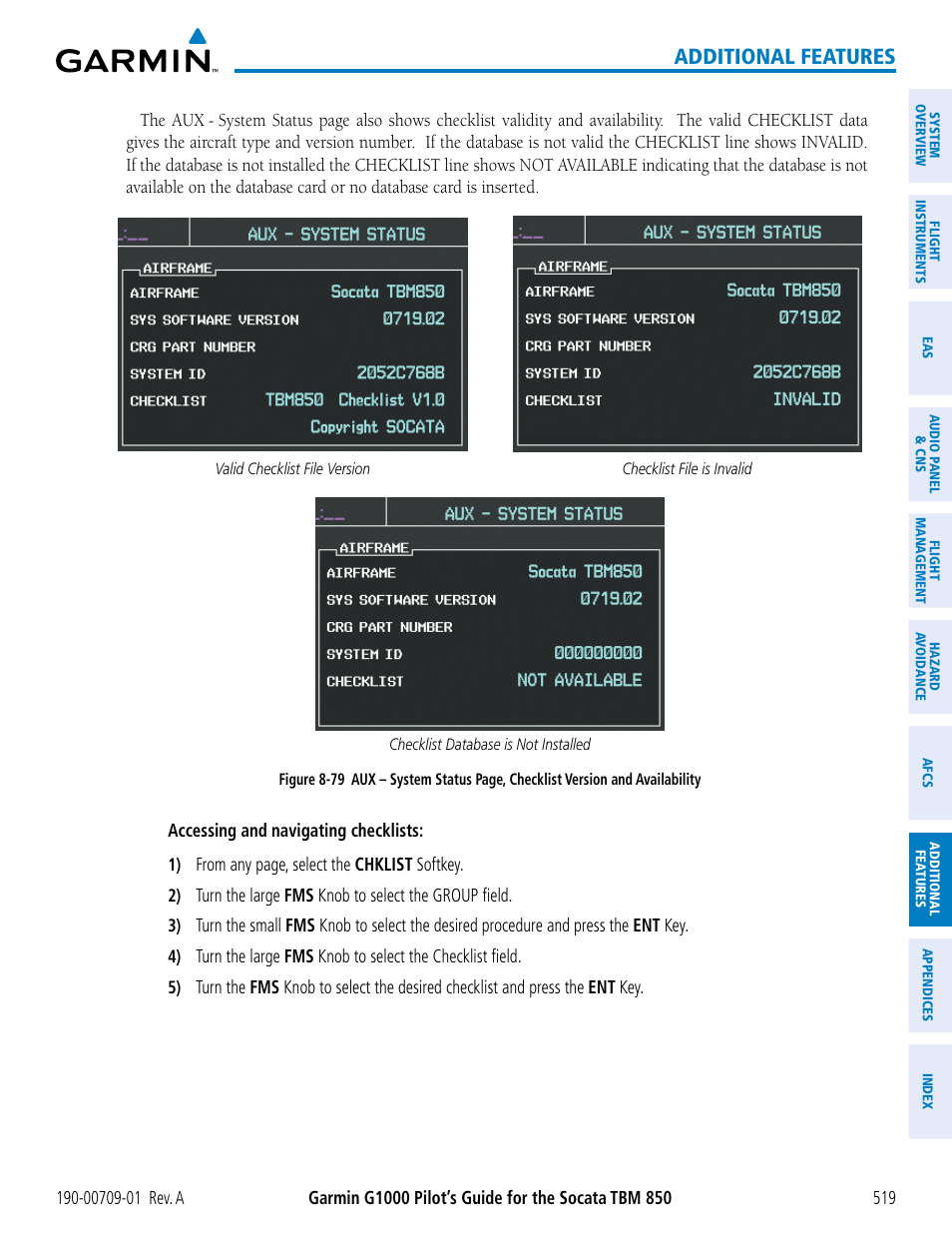 Additional features | Garmin G1000 Socata TBM 850 User Manual | Page 531 / 588