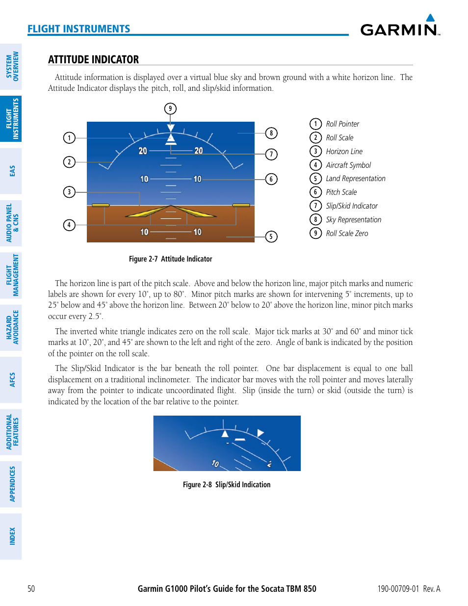 Attitude indicator, Flight instruments | Garmin G1000 Socata TBM 850 User Manual | Page 62 / 588