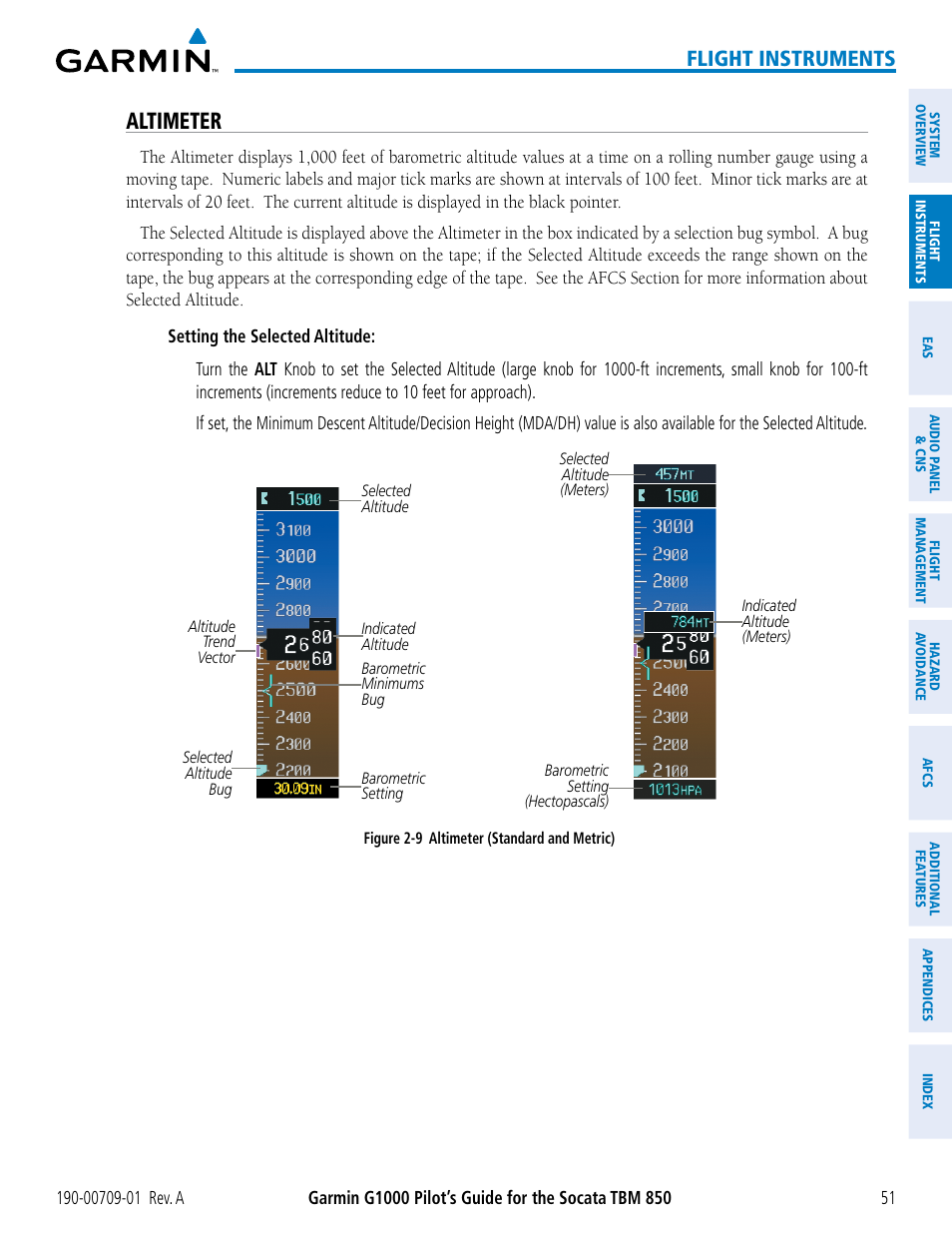 Altimeter, Flight instruments | Garmin G1000 Socata TBM 850 User Manual | Page 63 / 588