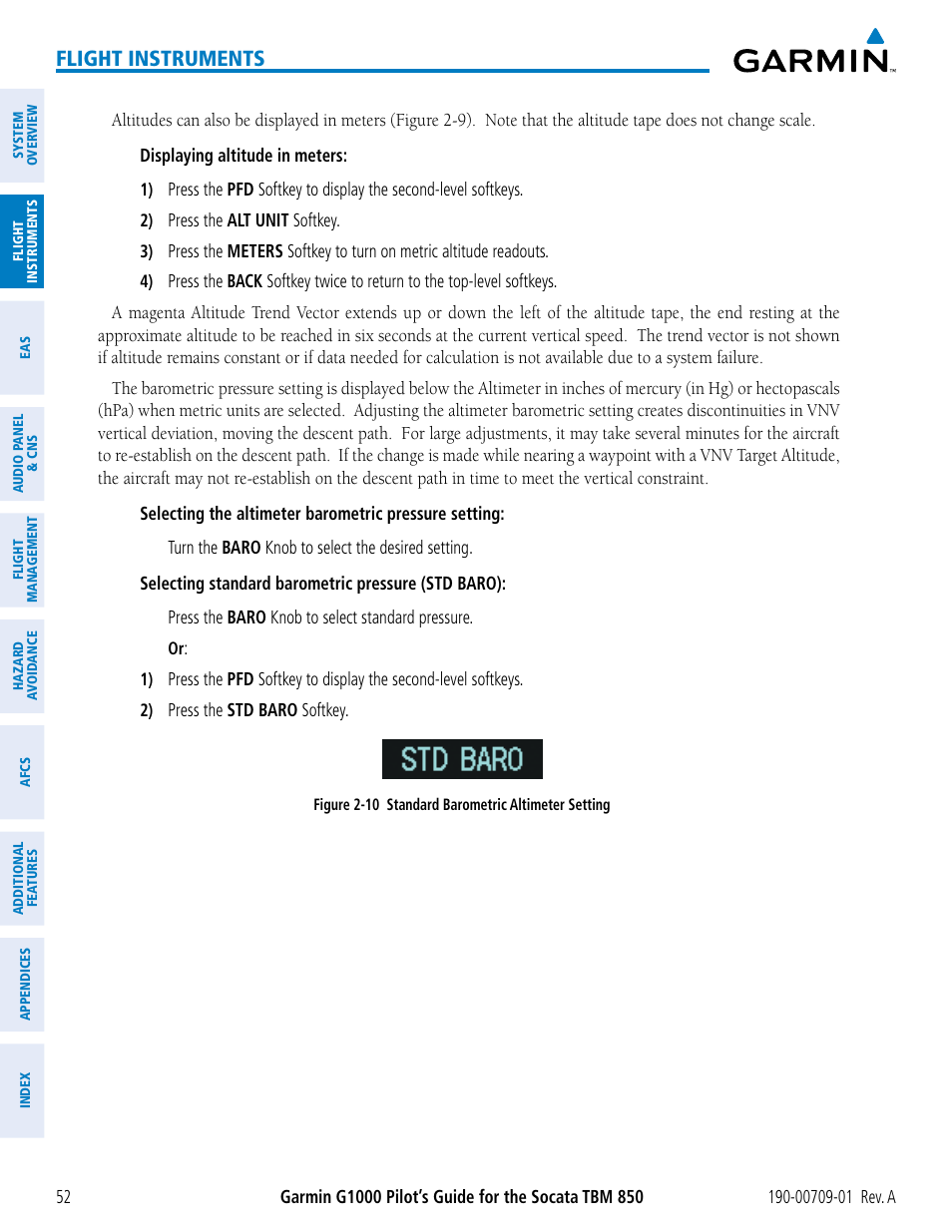 Flight instruments | Garmin G1000 Socata TBM 850 User Manual | Page 64 / 588