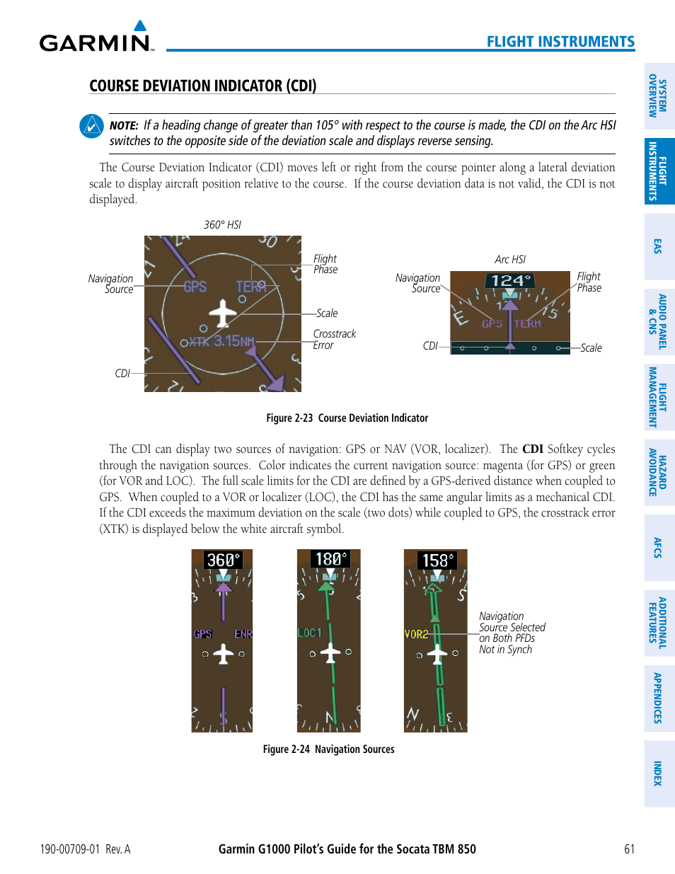 Course deviation indicator (cdi), Flight instruments | Garmin G1000 Socata TBM 850 User Manual | Page 73 / 588