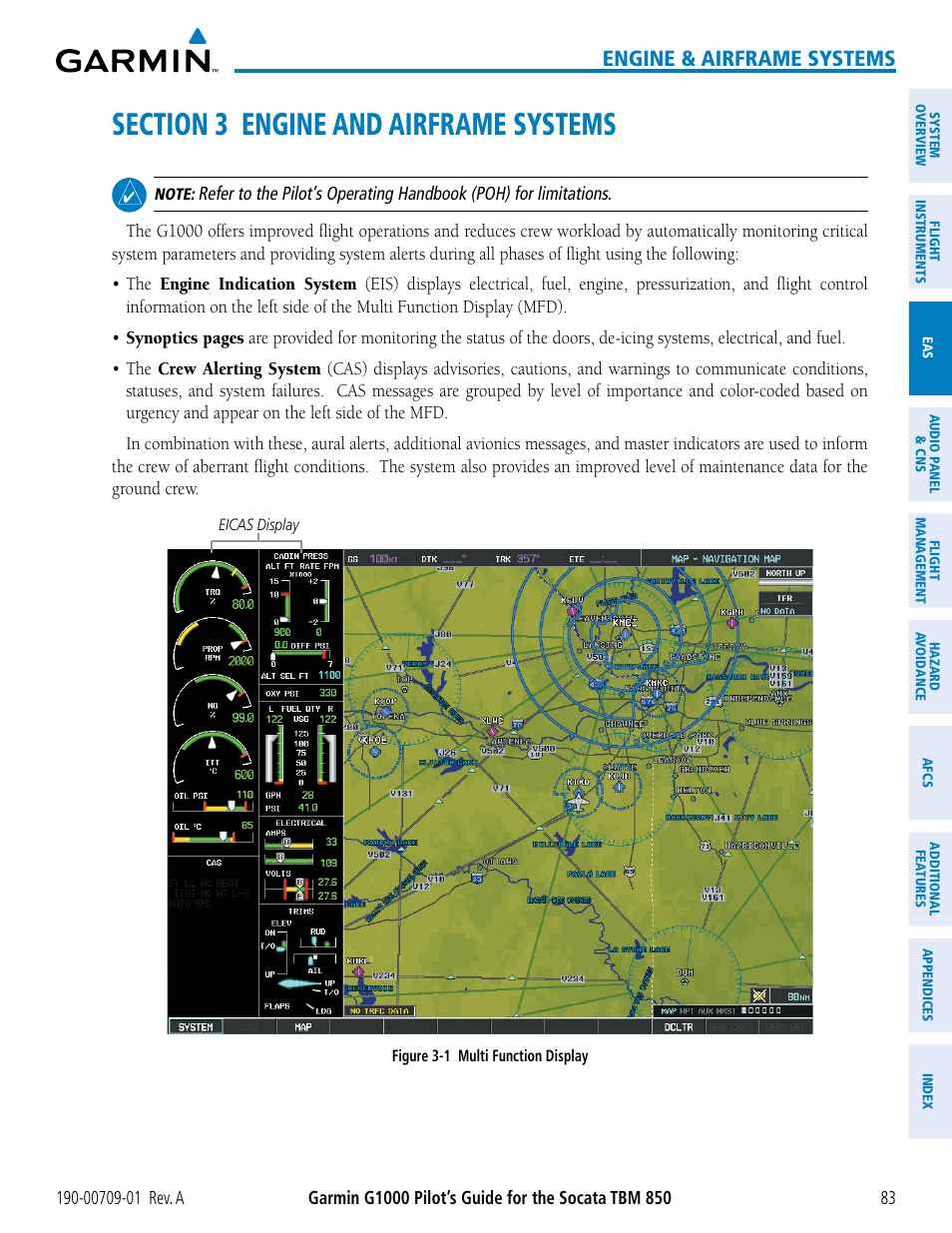 Section 3 engine and airframe systems, Engine & airframe systems | Garmin G1000 Socata TBM 850 User Manual | Page 95 / 588