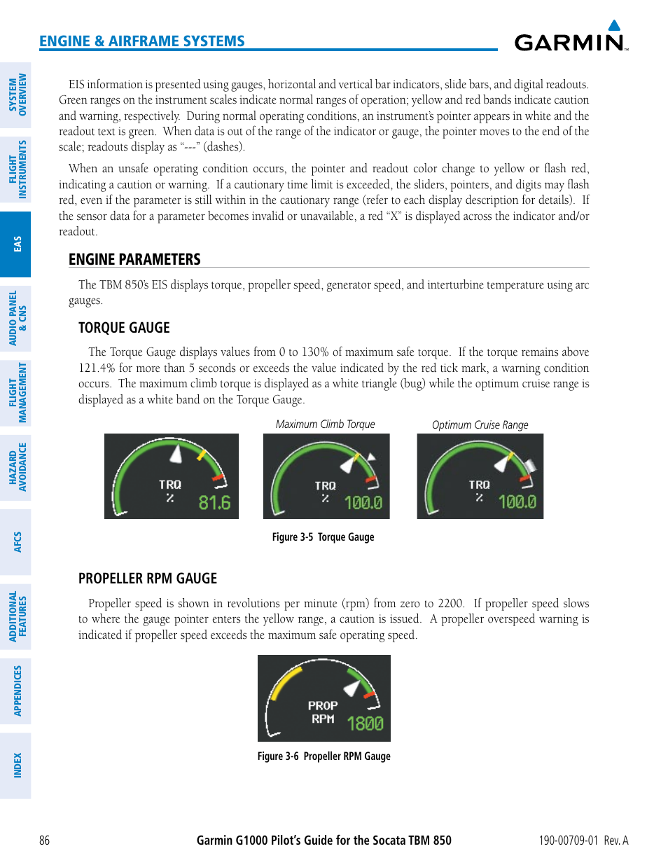 Engine parameters, Engine & airframe systems, Torque gauge | Propeller rpm gauge | Garmin G1000 Socata TBM 850 User Manual | Page 98 / 588