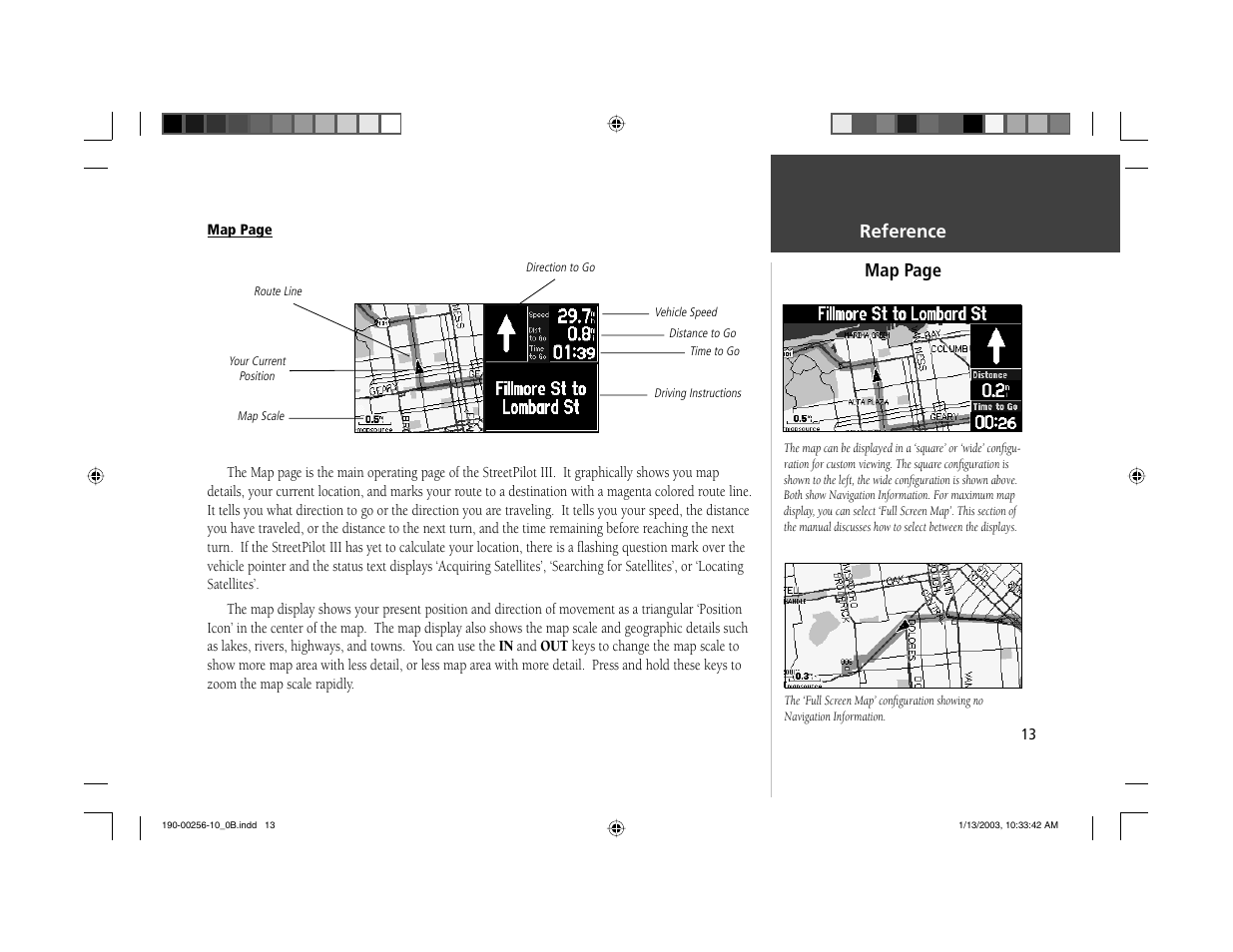 Reference map page | Garmin StreetPilot III User Manual | Page 15 / 74