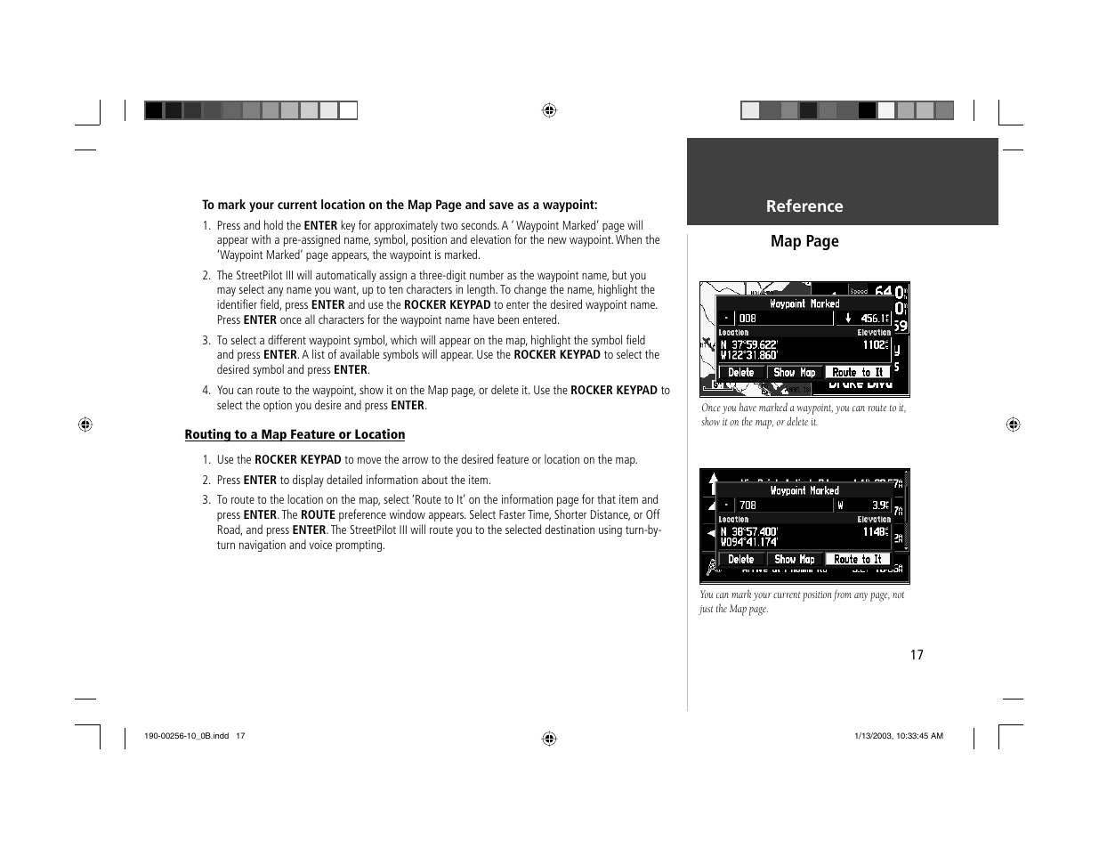 Reference map page | Garmin StreetPilot III User Manual | Page 19 / 74